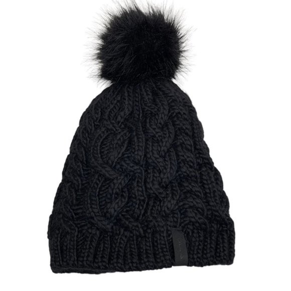 Bula Accessories - Bula Black Cable Knit Wool Blend Winter Hat with Pom Pom